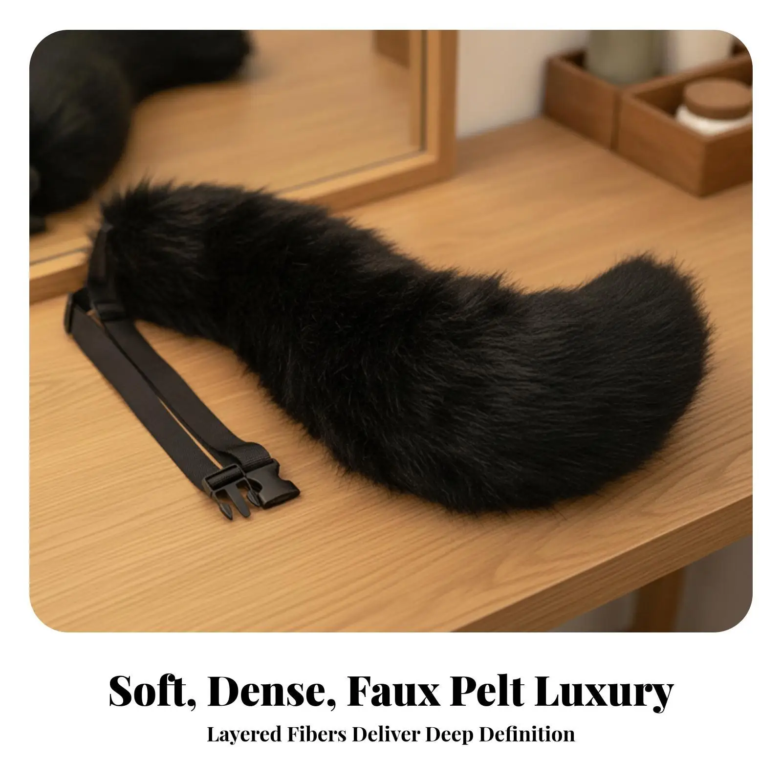 Eye Catching Faux Fur Cosplay Tail for Themed Party Costume with Strap for Stage Performance Fun