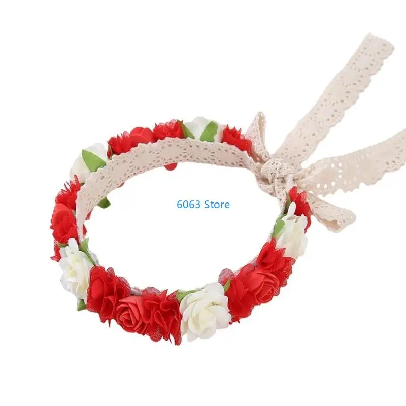 

Elastic Headpiece Hairband Girl Adjustable Lace Flower Headband Hair Accessories for Child 3-10 Year Photography Props