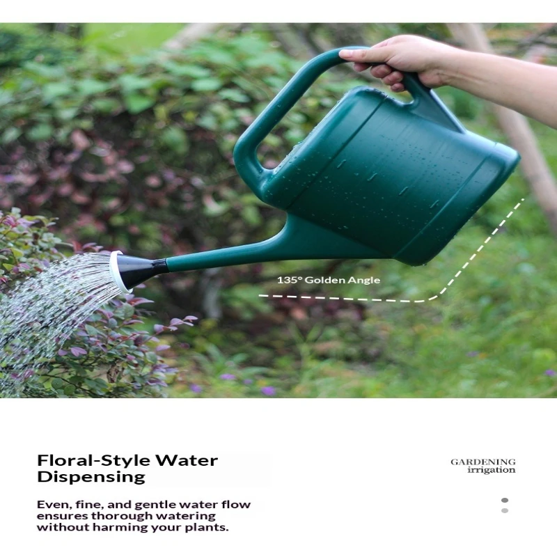 Large Capacity Long Spout Watering Can with Spray Head for Gardening Vegetable Irrigation Flower Sprinkling Garden Tool
