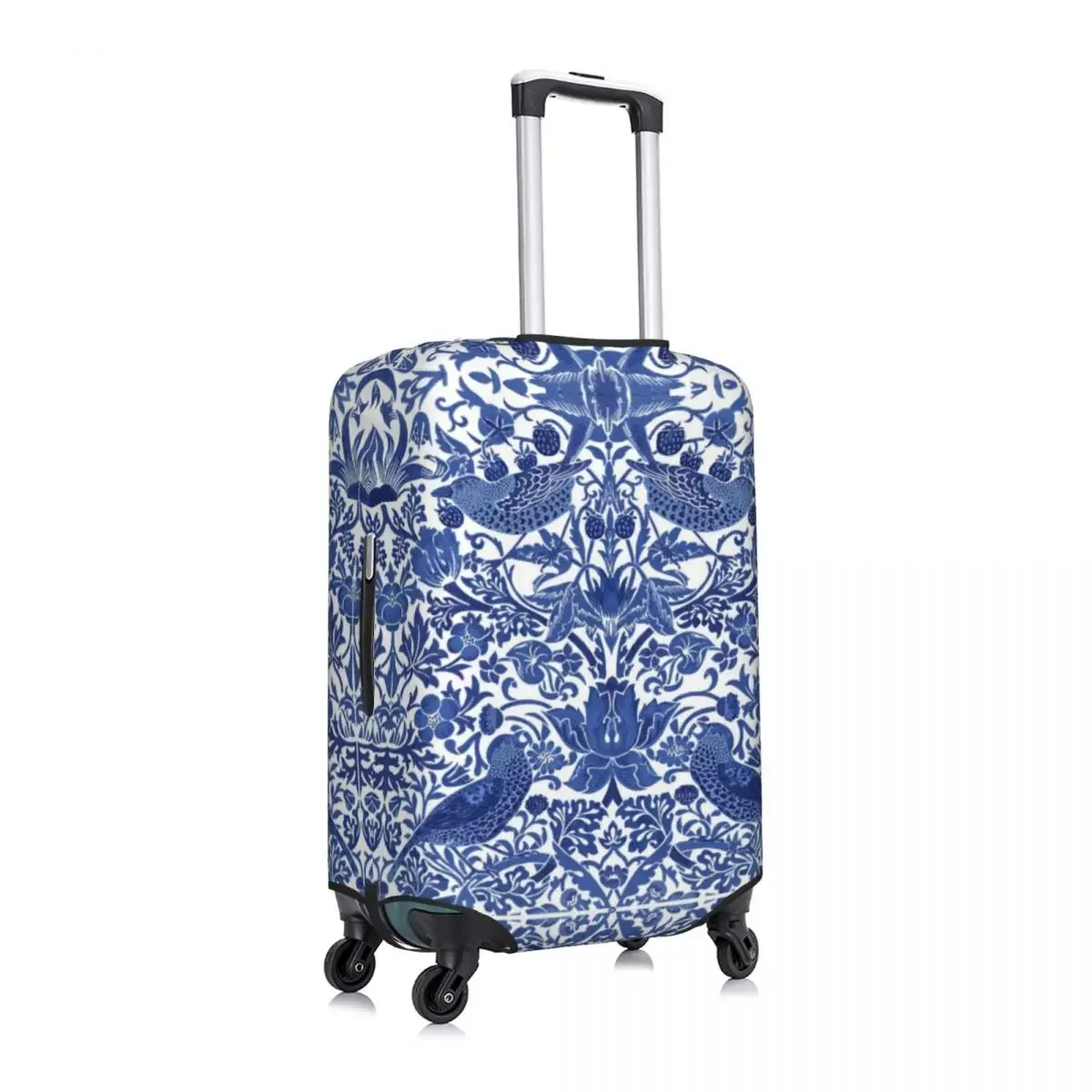 Custom  Porcelain Blue Oriental Bird Pattern Luggage Cover Elastic Chinoiserie Travel Suitcase Protective Covers Fits 18-32 Inch