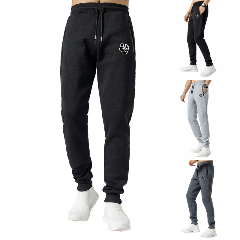 

Men Elastic Running Training Pants Side Zipper Pockets Sport Trouser Jogging Sweatpants Basketball Gym Fitness Pants Man Sports