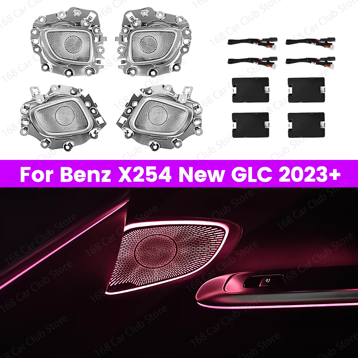 New 64 Color LED Fully Illuminated Mid-Range Speaker With Ambient Light For Mercedes Benz W206 X254 C-Class Car Decorative Lamp