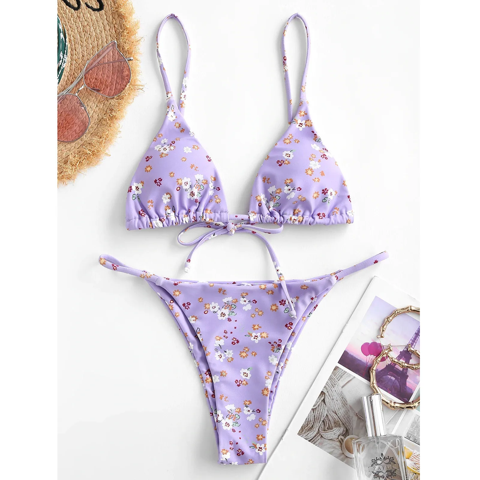 Conjunto de Bikini de encaje para mujer, minibikini Sexy, Tankini, ropa de playa para Surf, traje de baño deportivo bohemio de dos piezas, traje de baño de verano