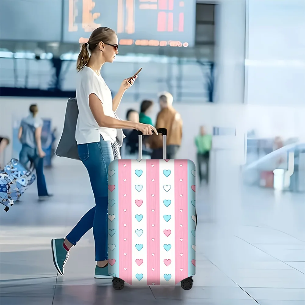 

1PC Pastel Stripe Heart Pattern Luggage Cover for luggage sizes 18 – 32 inches; dust and elastic travel accessories to effect