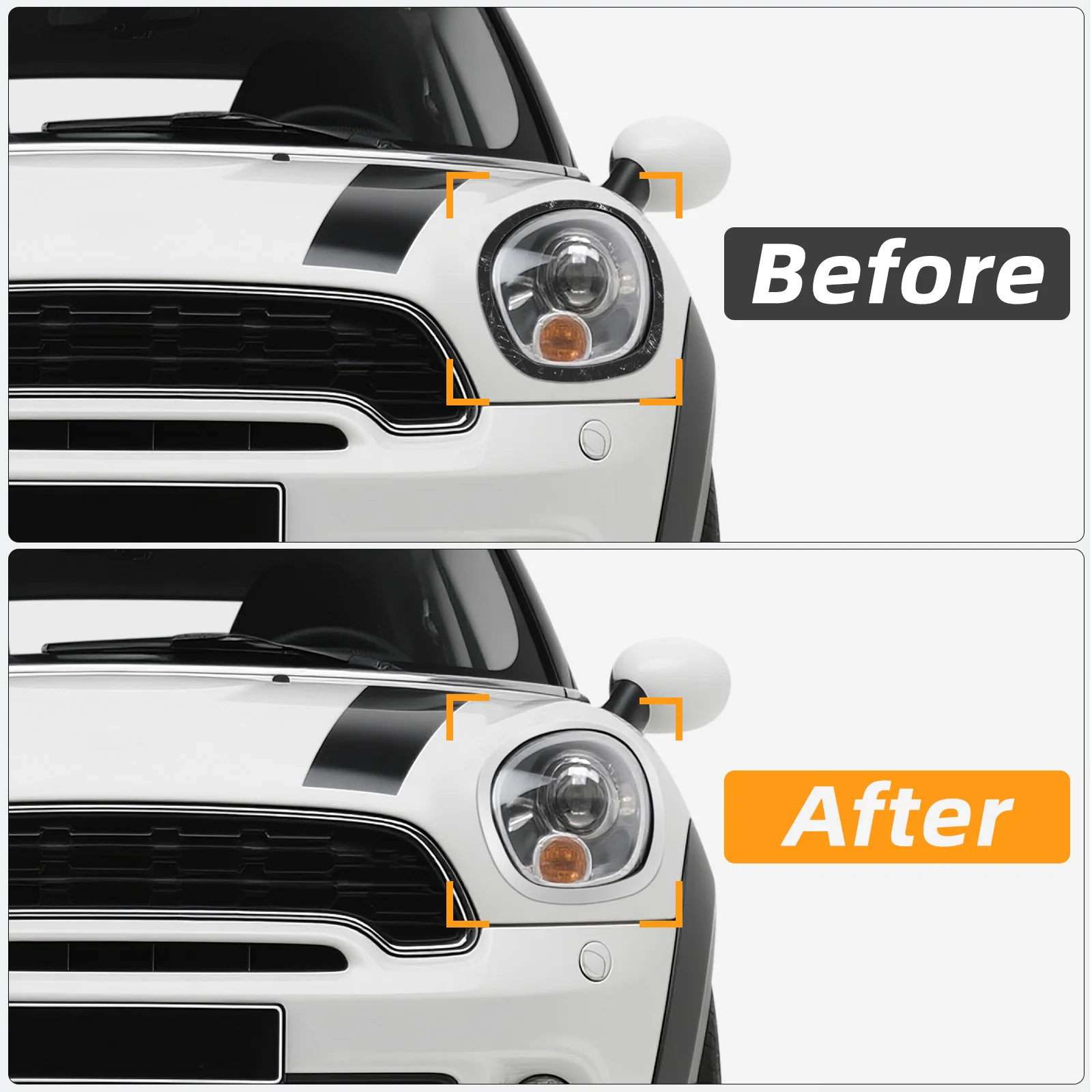 51139801574 2Pcs Chrome Headlight Ring Bezel Trim Surround Cover for Mini Cooper R60 Countryman 2011 2012 2013 2014 2015 2016
