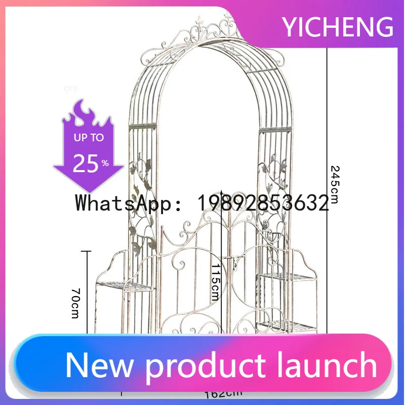 

Xl outdoor iron rose climbing support arch garden flower stand - vintage distressed finish