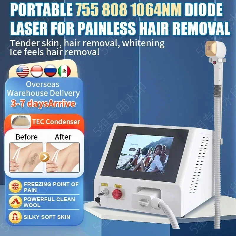 2024 High Quality New 2000W ice Titanium 3 Wavelength 808 Diode laser Hair Removal Machine Painless Permanent