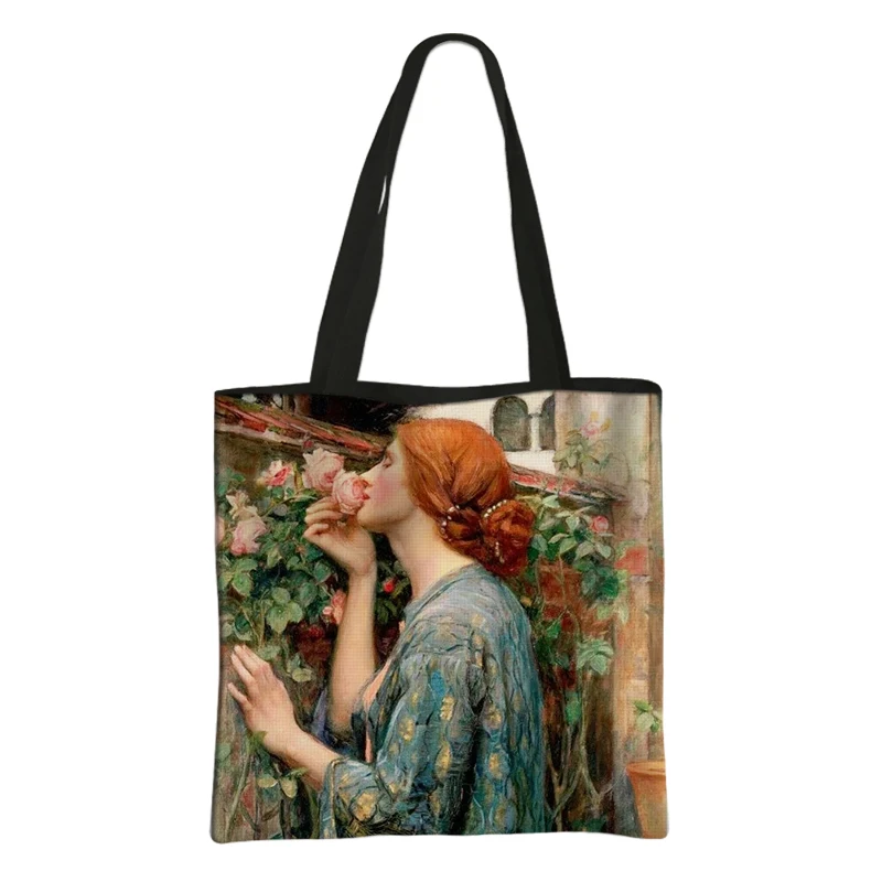 Bolso de hombro de gran capacidad para mujer, bolsa de mano de Ángel, diosa religiosa, famoso artista John William Waterhouse