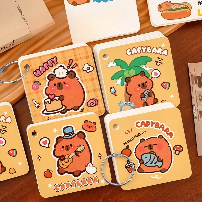 

Gift Capibala Iron Ring Cute Cartoon Capybara Blank Word Book Kawai Student Stationery Small Office School Supplies Memo Pad