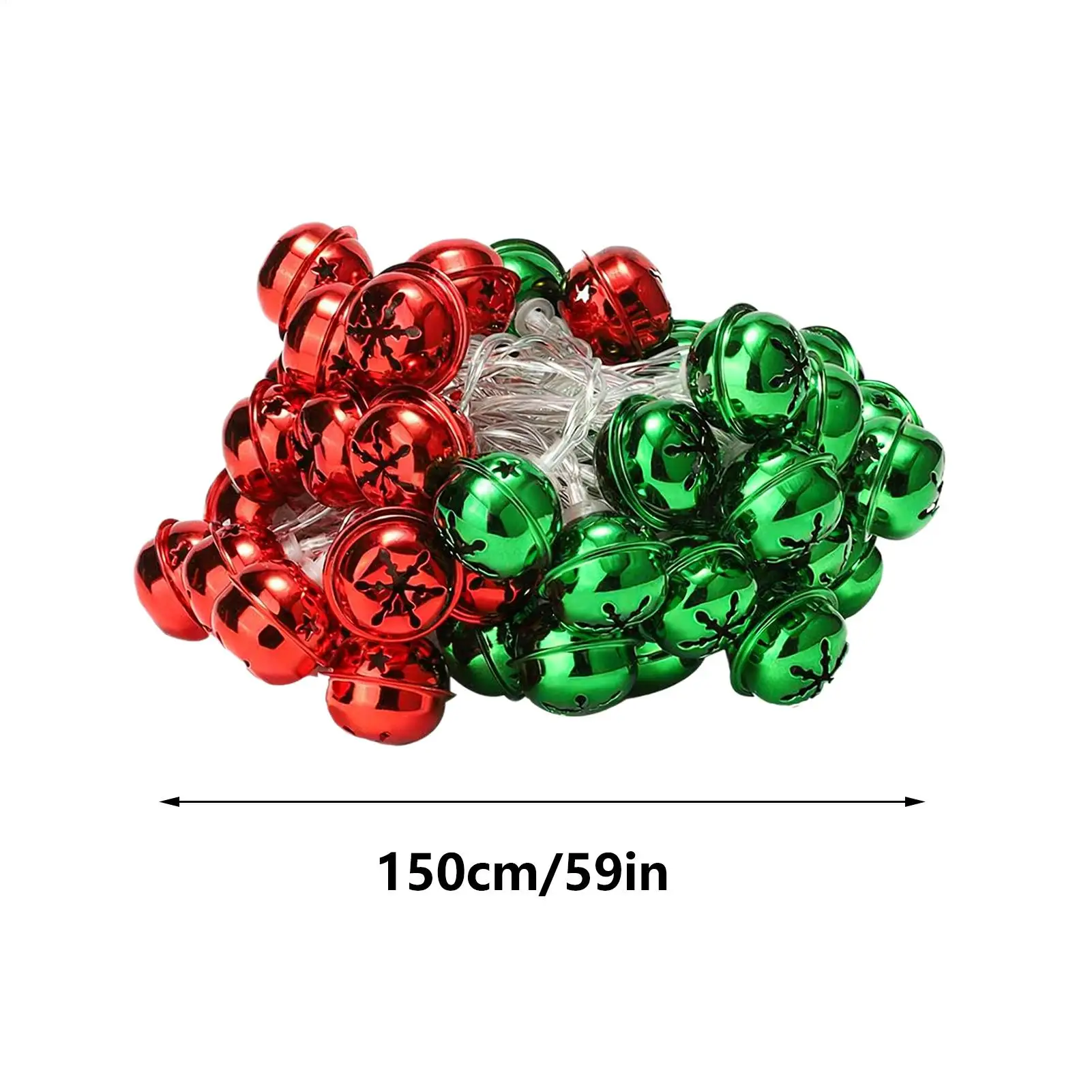 عيد الميلاد الأحمر الأخضر أجراس سلسلة أضواء معلقة جارلاند مصباح للزينة بطارية تعمل بالطاقة للمنزل غرفة نوم الموقد ديكور #6