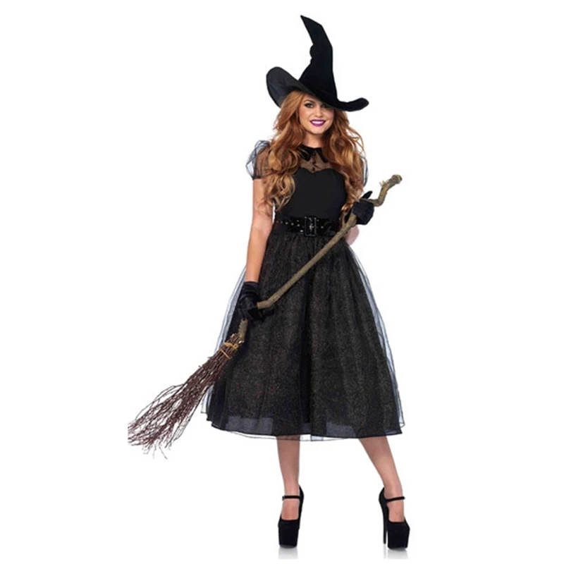 Halloween Witch Dress Adult Black Wizard Cosplay Costume donna Sexy Fantasy Masquerade Carnival Party Outfit Vampire Ghost Dress