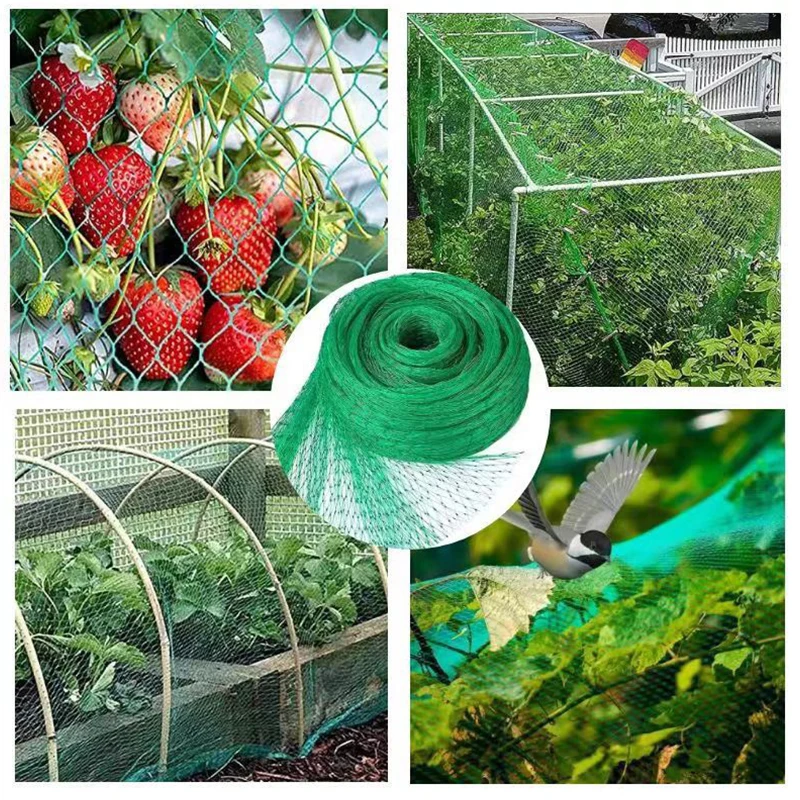 庭用の緑の織りメッシュネットバリア - 植物、果物、花を害虫から保護します。
