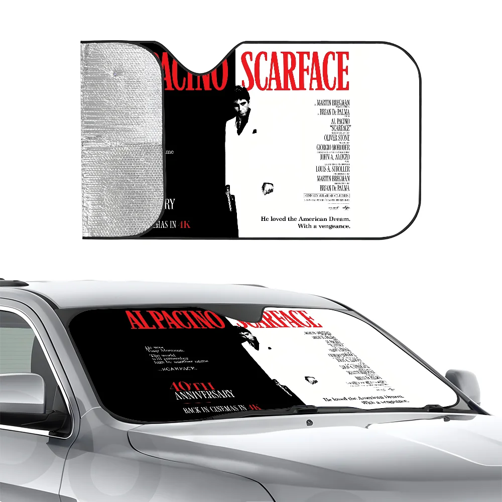 S-Scarface مظلة السيارات الستائر العازلة للحرارة الألومنيوم Film قابلة لإعادة الاستخدام شفط كأس كتل الأشعة فوق البنفسجية سيارة الشمس قناع حامي #2
