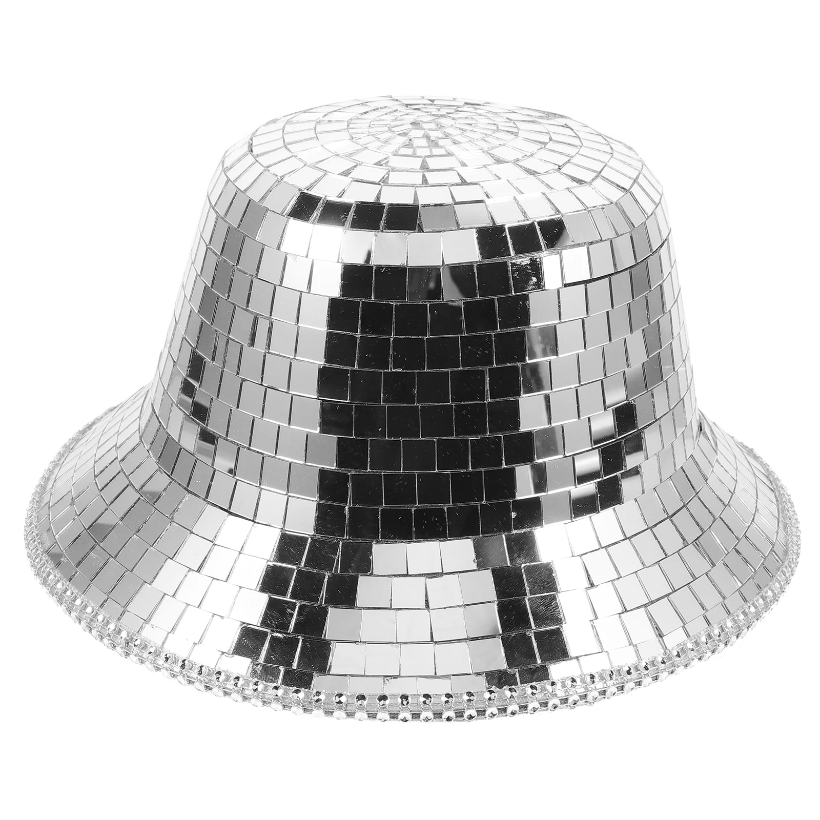 Rhinestones Reflective Cowboy Hat Man Adult Costumes Woman Glass Mirror Embellished Bucket