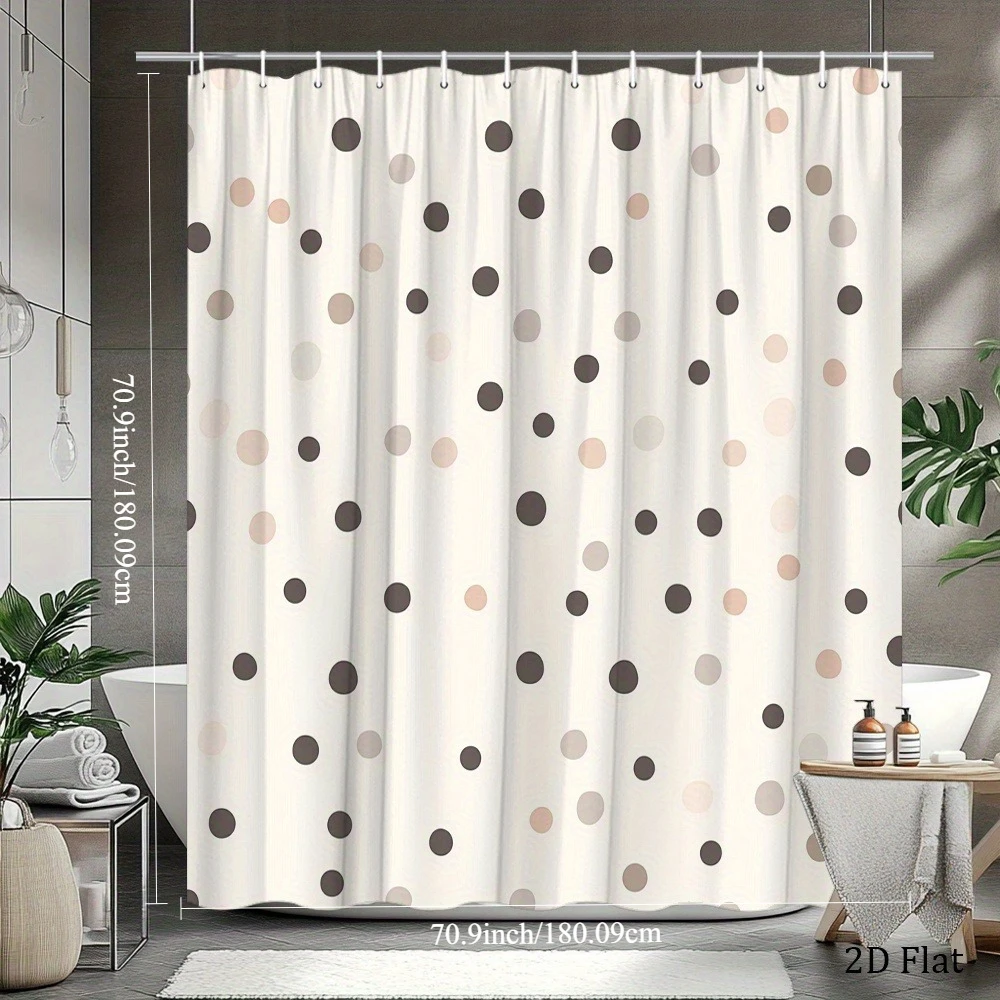 Waterproof Polka Dot Shower Curtain Modern Bathroom Decor Neutral Dots Pattern Chic Shower Curtain 180x180cm