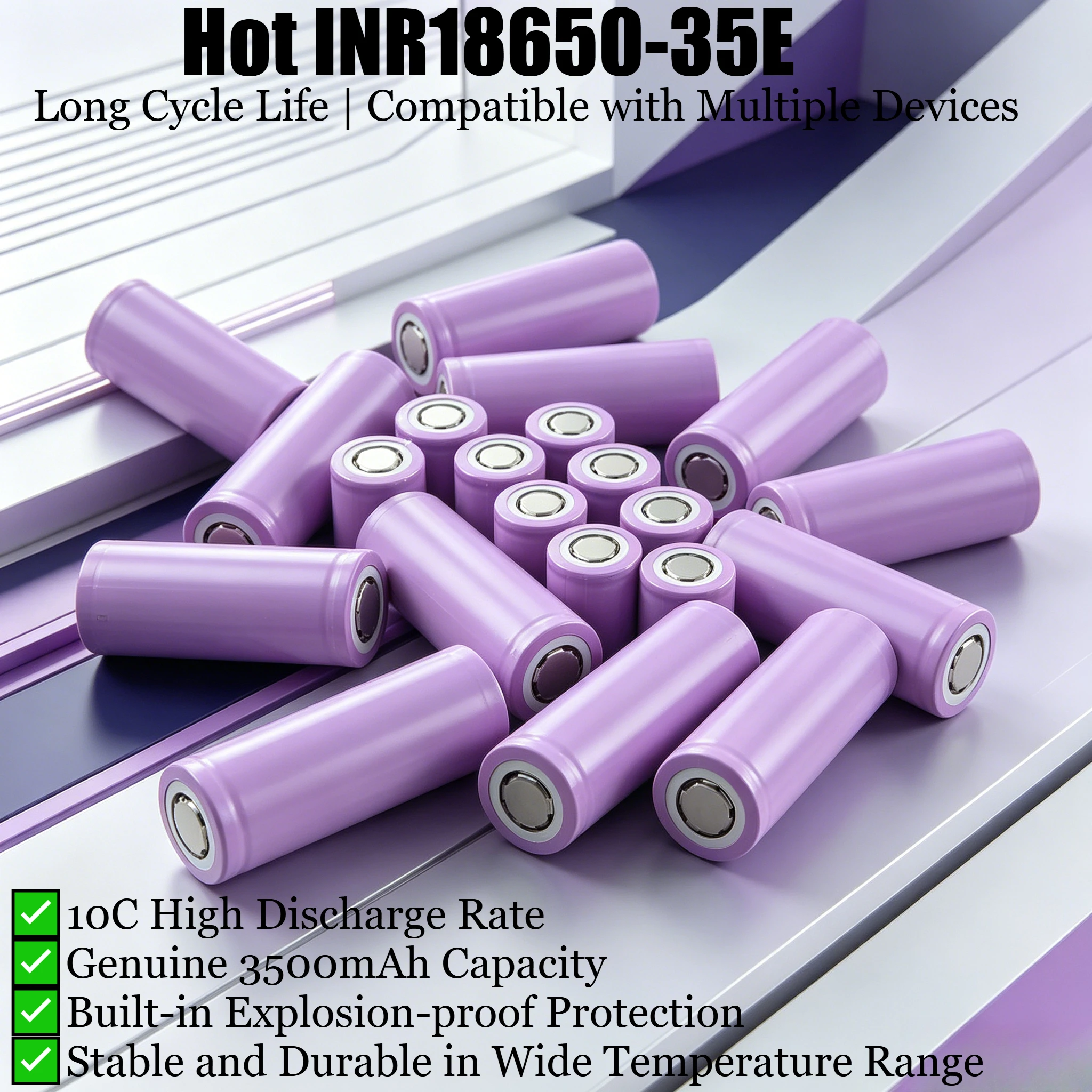 

Wholesale INR18650-35E 18650 lithium cell rechargeable lithium battery 10C, shock core steady output fast charging compatible