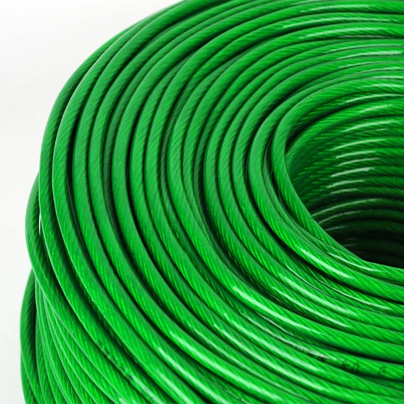 100 Meters Steel wire PVC Coated Flexible Wire Rope Cable Stainless Steel for Clothesline Greenhouse Grape rack shed 2mm/2.5mm