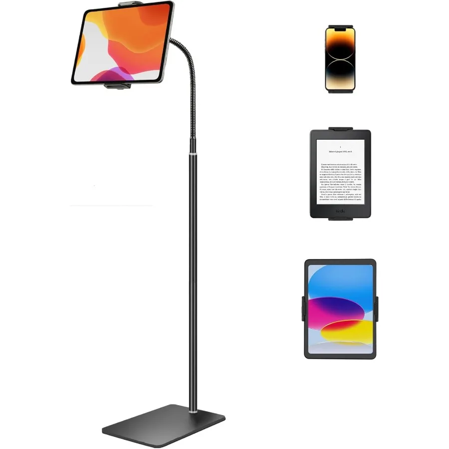 

iPad Floor Stand Height Adjustable Tablet Floor Stand with Flexible Gooseneck Overhead Tablet Stand for Bed Compatible with iPa