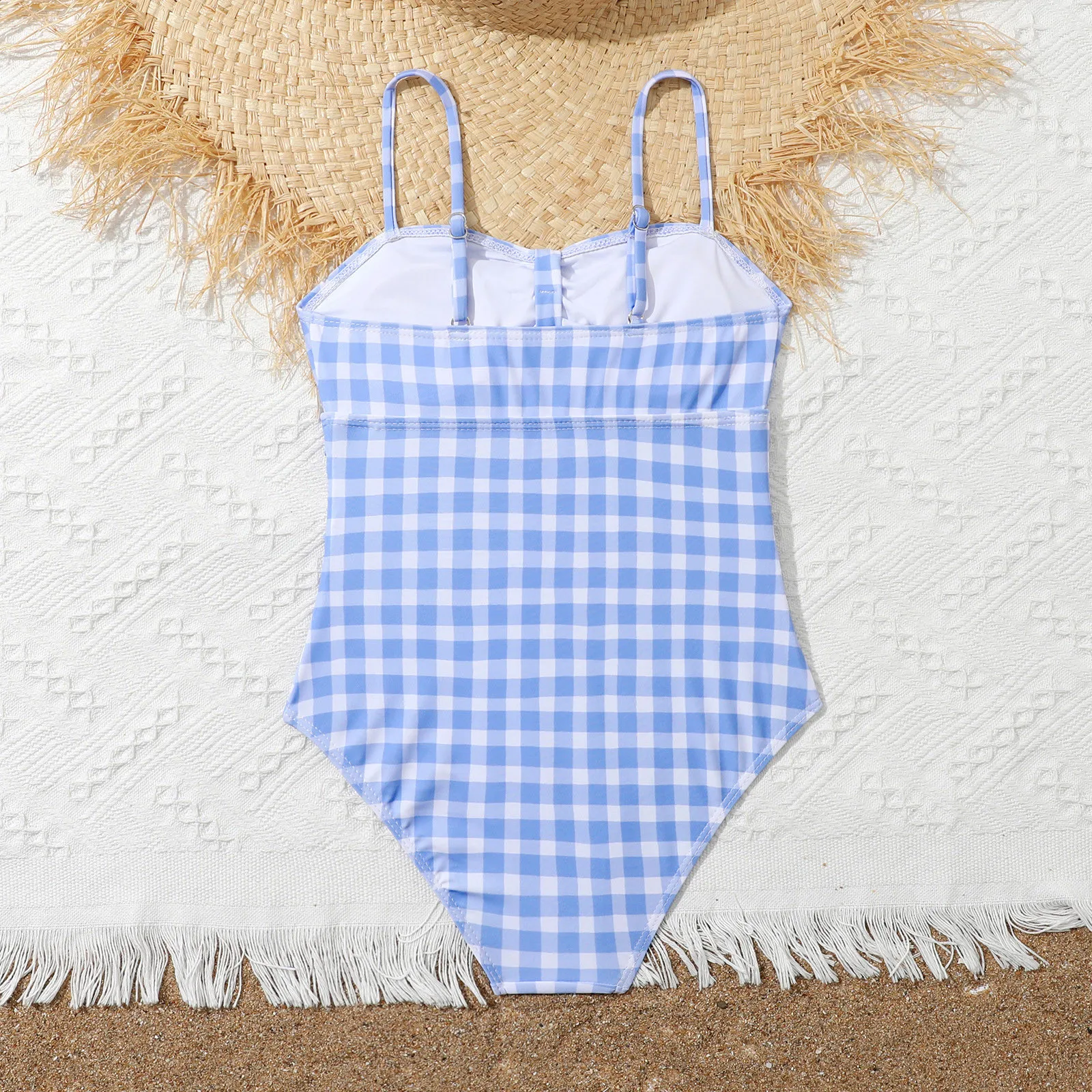 Summer Swimsuit Skintight Bodysuit Bikini For Girl 2024 Summer New Girls\' Swimwear One Piece Swimsuit Children\'s Plaid Bikini