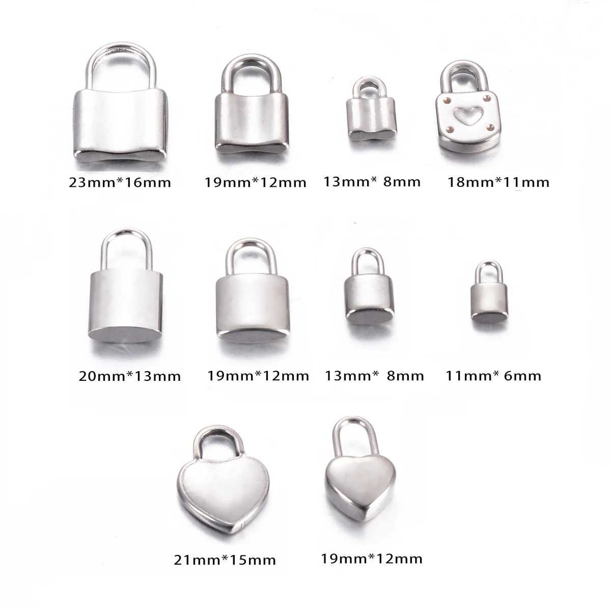 Wholsale 10 sztuk/partia zamek ze stali nierdzewnej Charm Fit naszyjnik bransoletka kłódka DIY wisiorek z amuletem tworzenia biżuterii