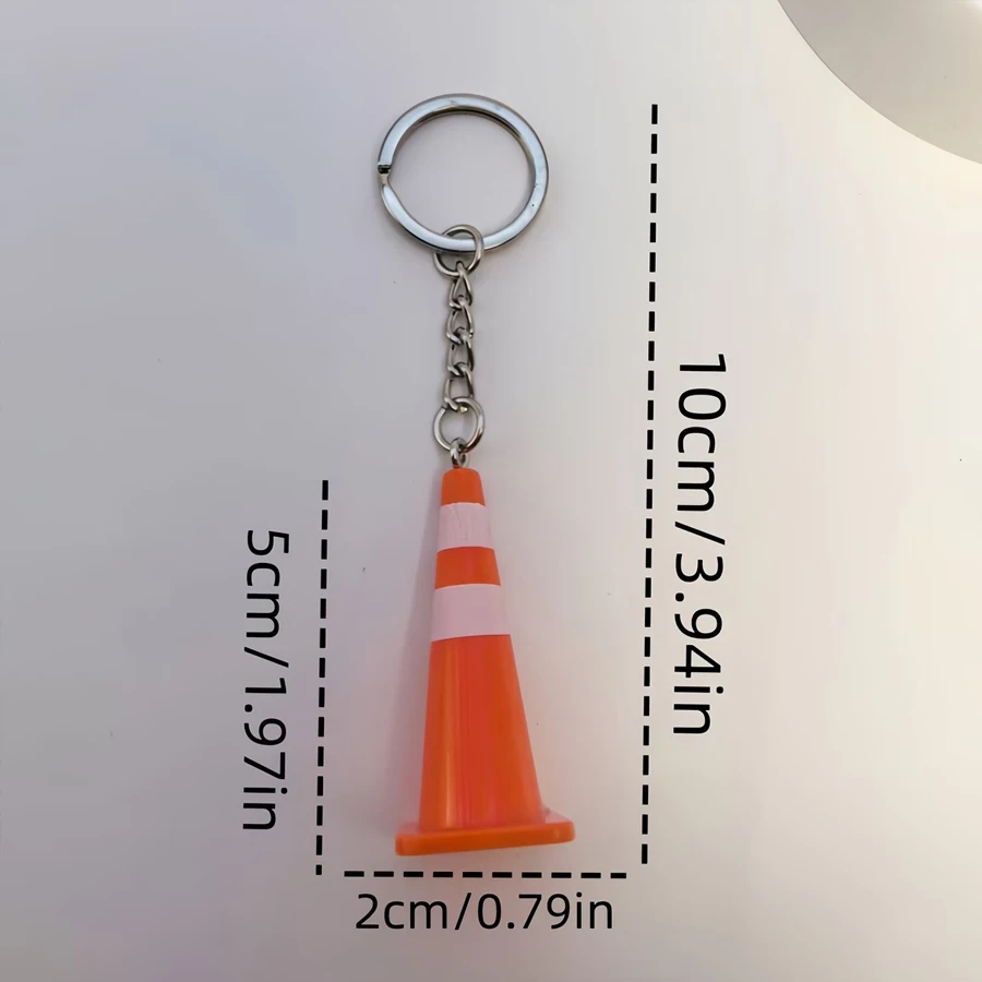 Large Orange Traffic Cone Design Keychain, Creative Keychain/Decorative Car Keychain Suitable for Wallets, Backpacks, Crossbody Bags, Handbags, Cute Car Charms/Halloween/Valentine's Day/Christmas Holiday Gifts