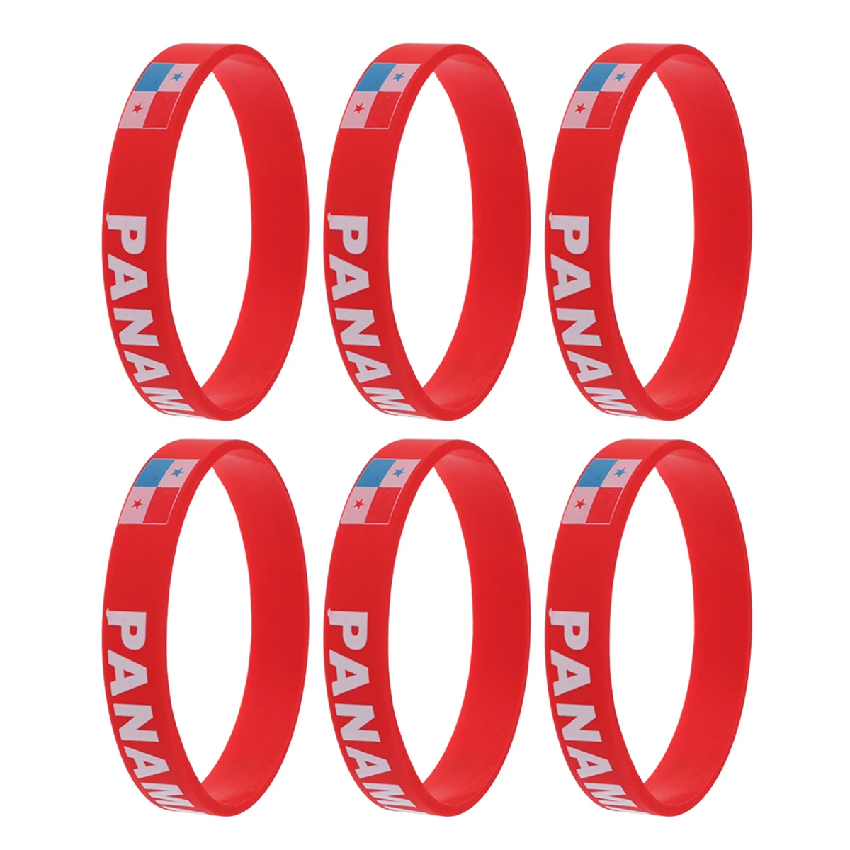 

6 Pcs Silicone Bracelet Comfortable Wristband Country Flag Rural Eco-friendly Bulk Wristbands Mexican Panama