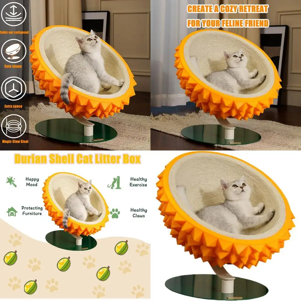 

Durable 3-in-1 Sisal Cat Scratcher & Bed with PVC Frame - Multipurpose Pet Furniture for Claws, Rest, and Massage