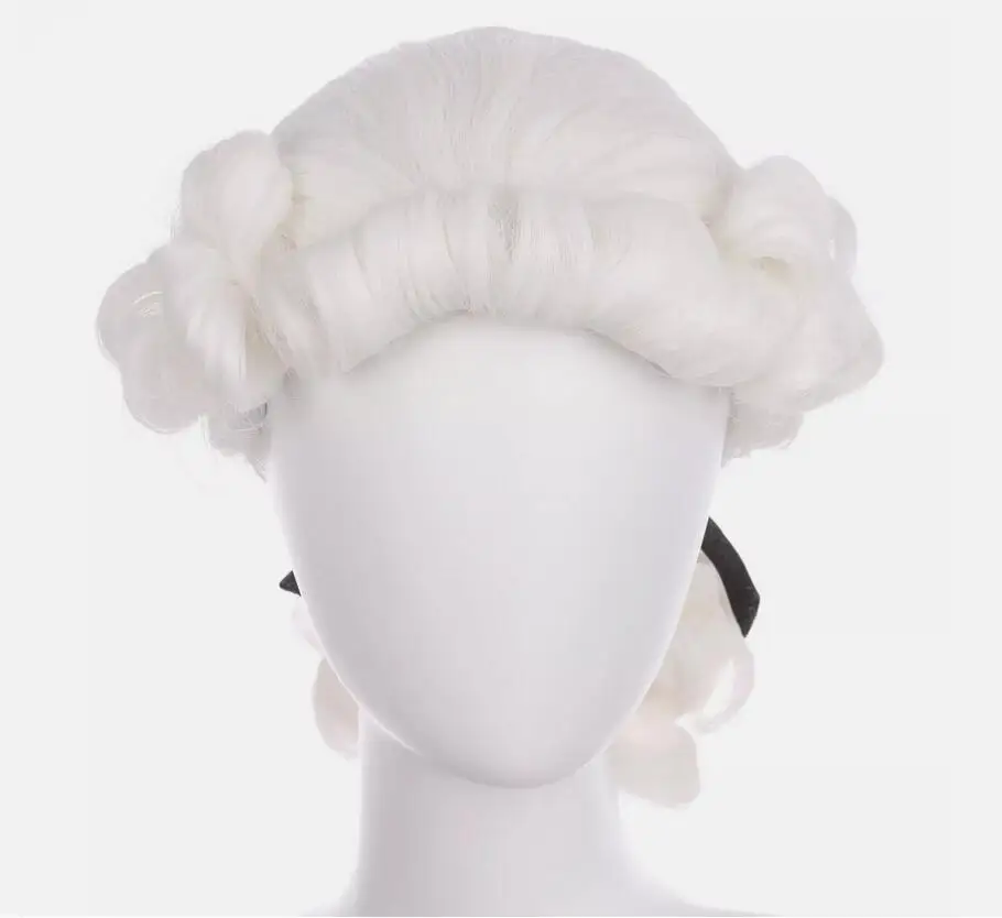 Long curly white cosplay  short wig Halloween