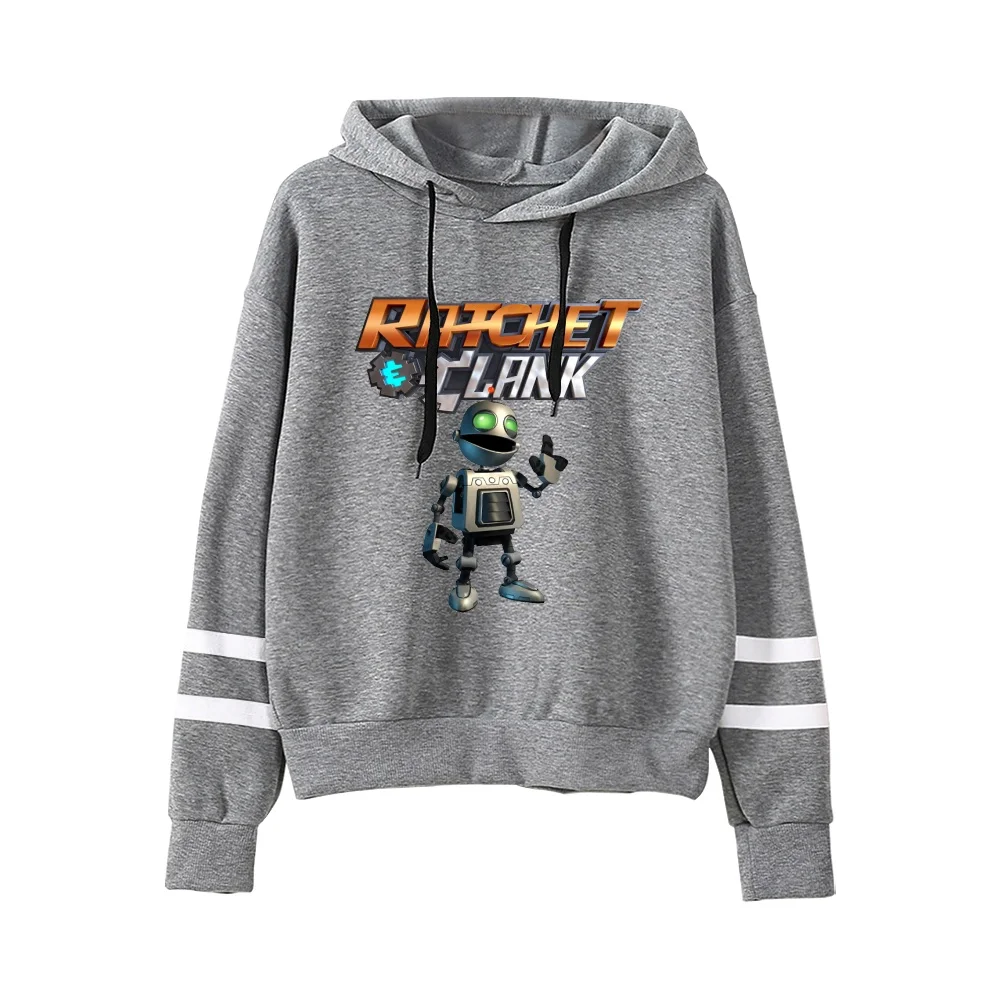 Hoodie Ratchet & Clank Unisex, Sweatshirt lengan tanpa saku, pakaian luar Harajuku, pakaian Game menembak