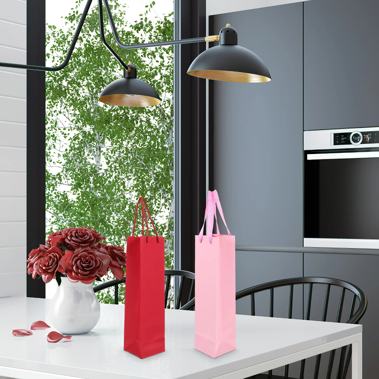 

11Pcs Wine Gift Bag with Handle Heavy Duty Paper Wine Bottle Carrier Storage Pouch for Christmas Wedding Party Favors Multiple