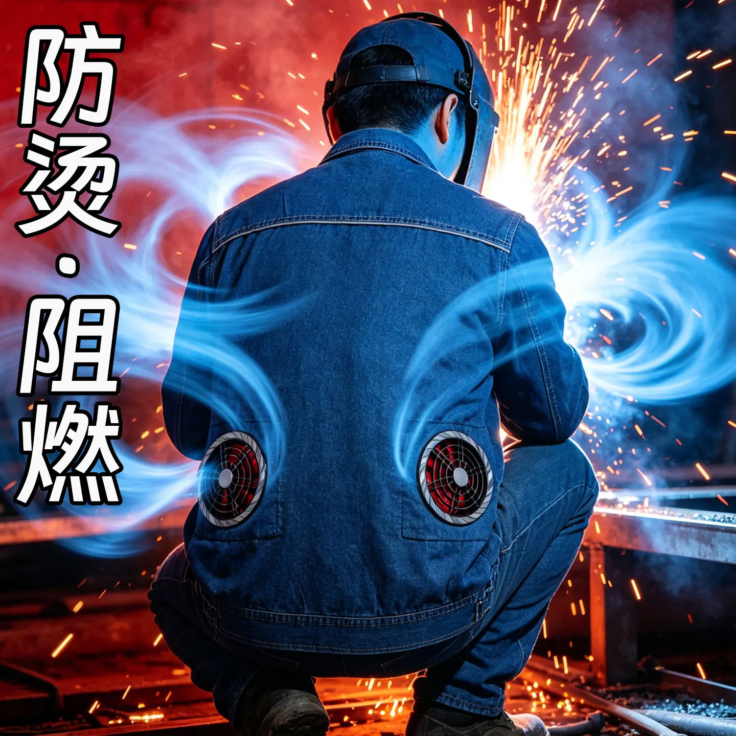 Summer Thin Air Conditioner Clothing Men's Cooling Fan Clothing Electric Welder Anti-scalding Flame Retardant Overalls