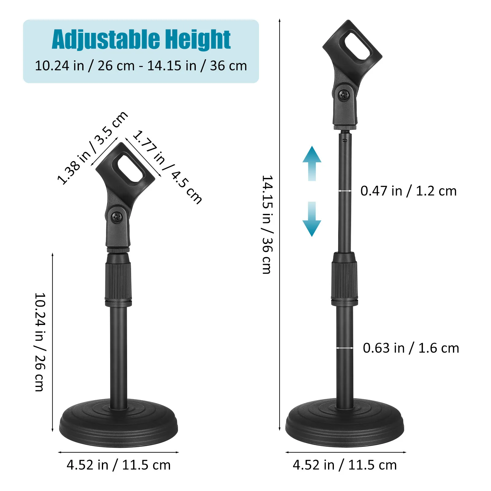 Adjustable Desktop Microphone Stand with Clip for Streaming Gaming Singing Voice Recording Conference Setup Compact