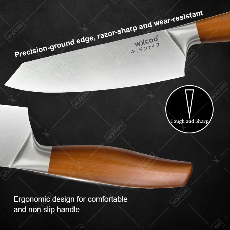 WXCOO Kitchen Knives Japanese Chef Knife Sushi Knife Stainless Steel Paring Utility Slicing Boning Meat Cleaver Knife