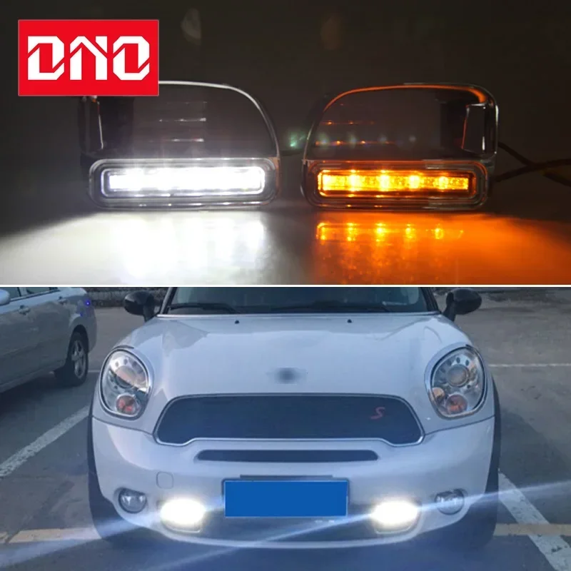 

Car LED DRL 12V Daylights For BMW Mini Cooper Yellow Turn Signal Daytime Running Headlamps Auto Driving Lamp Foglamps