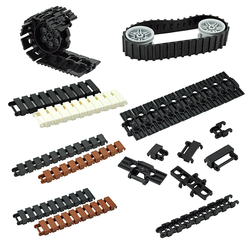 Technical Parts Building Blocks Link Chain Tank Belt Track Wheels Truck Car Gear MOC Bulk Brick Toys 3711 3873 88323 57520 57519