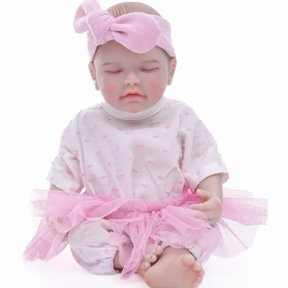 

Cloveray Authentic 31 cm Lifelike Soft Vinyl Sleep Rebirth Doll Pink Gauze Soft Lifelike Newborn Toys Children's Birthday Gift.