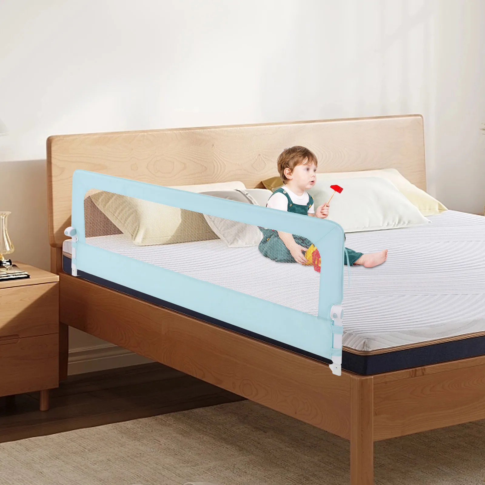 Kids Folding Bed Rail - Green - alternate angle