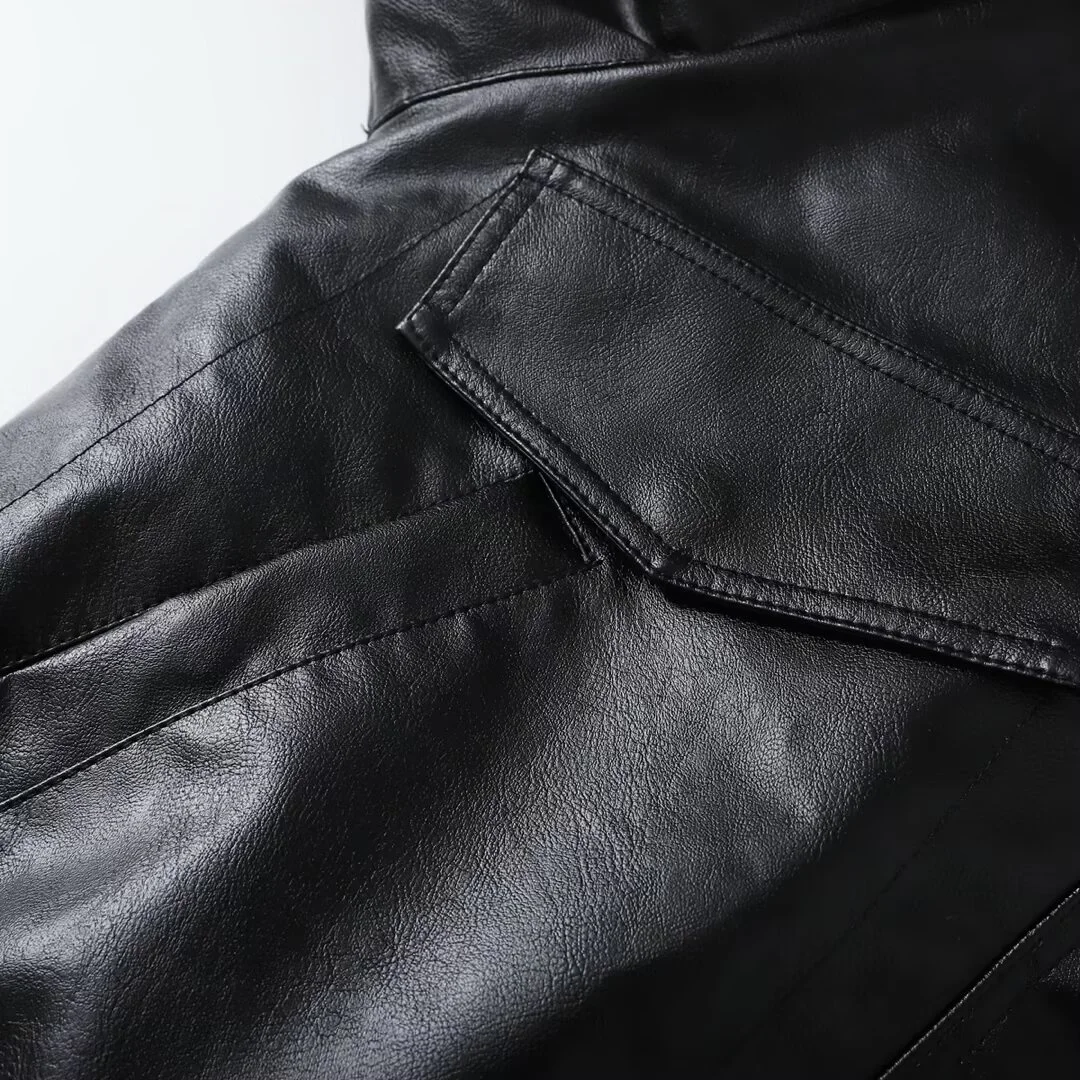 Casual Faionable Simple ZR Jaet Feminino Outono Novo Sle Versátil Casacos Couro Sintético Comprimento Regular para Médio...