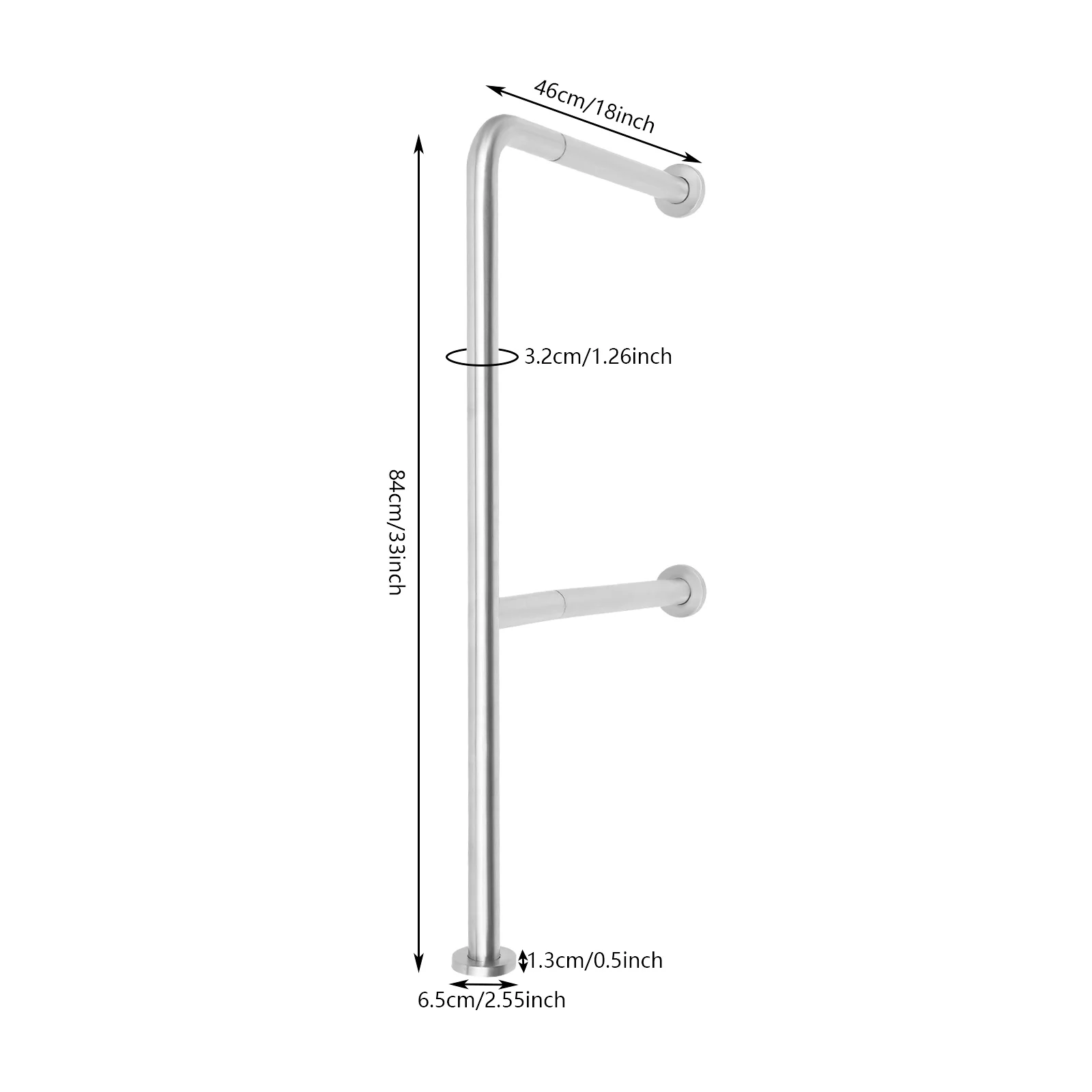

Toilet Safety Grab Bar 304 Stainless Steel, Wall To Floor Handicap Grab Bar for The Elderly, Pregnant Women, Rails for Bathroom
