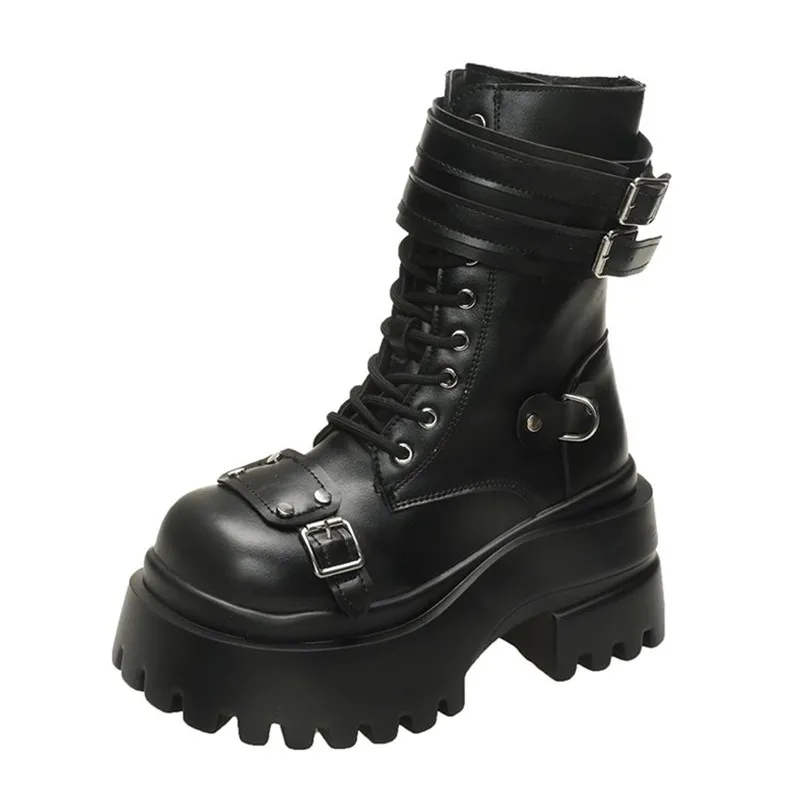 شتاء 2026 جديد إمرأة موضة منتصف أنبوب الأحذية البريدي عالية منصة حذاء بكعب ويدج جديد المرأة موضة بلون التمهيد بوتاس دي Mujer #2