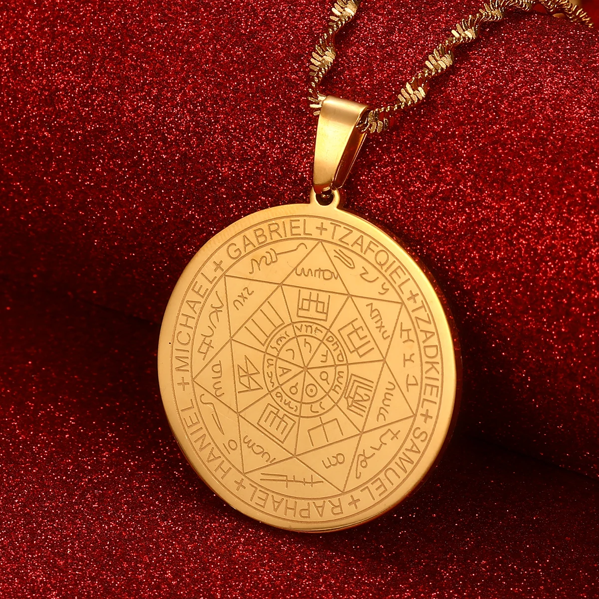 Seven Archangels Amulet Stainless Steel Necklaces Men Seal of Solomon Talisman Necklace Protection Jewelry collar