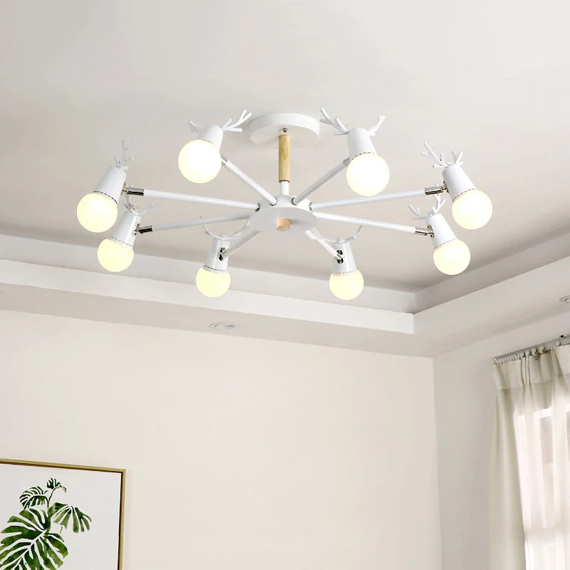 

Nordic moose indoor chandelier modern living room chandeliers kitchen lighting bedroom dining room ceiling pendant lamp E27