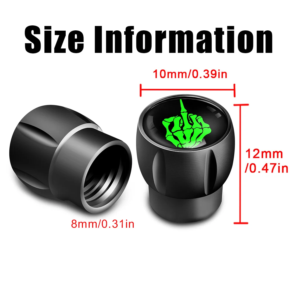 4Pcs/Set Bone Middle Finger Logo Style Tire Valve Caps, Dust Proof Covers Universal Fit for Cars, SUVs, Bike and Bicycle, Trucks