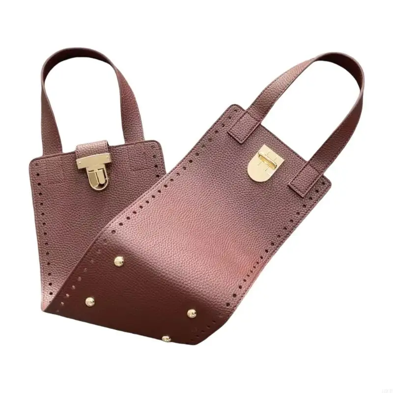 1Set PU Leather Bag Bottom Handle with Lock for DIY Crocheted Bags Purse Wallet Bucket Bag Handbag Making Repairing Set 