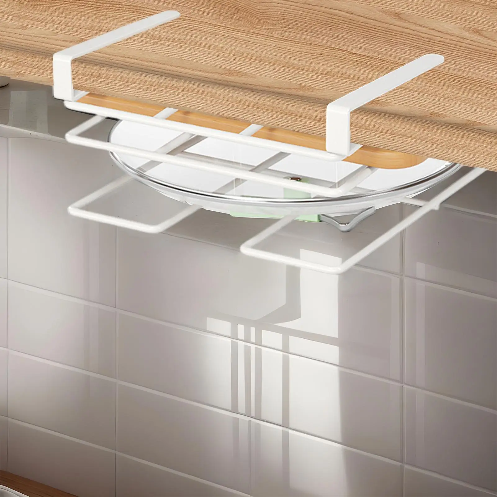 Pot Lid Holder Drying Stand Under-Cabinet Pot And Pan Holder Rack For Kitchen Oven Stove Pantry Drawer Mitt Spoon Utensil