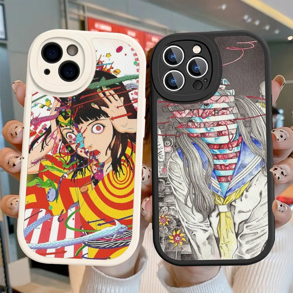 

Shintaro Kago Horror Cartoons Phone Case Hard Leather For iPhone 14 13 12 Mini 11 14 Pro Max Xs X Xr 7 8 Plus Fundas