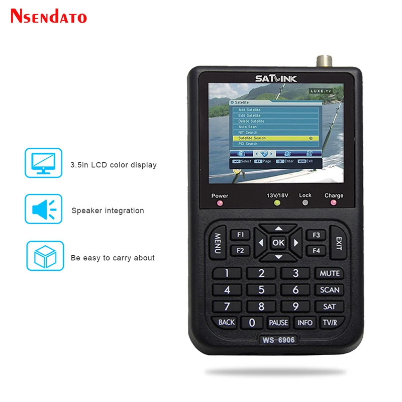 Satlink WS6906 3.5 inch LCD DVB-S Digital Satellite Signal Finder Meter DVB S Digital Satellite Full FTA Finders WS 6906 WS-6906