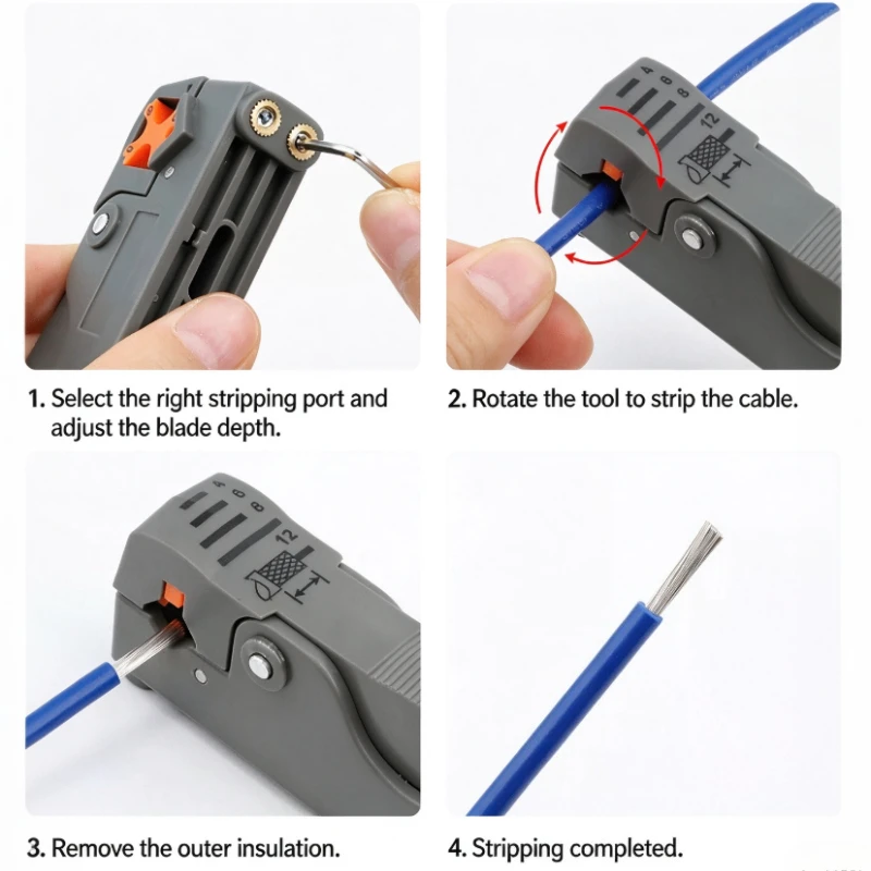 2~50PCS Double-Blade Wire Stripper, Adjustable Multifunctional Coaxial & Network Cable Stripping Tool for RG6 RG7 RG213 Wire