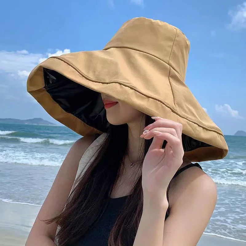 Women\'s Summer Panama Handmade Big Head 18cm Size Korean Version Sun Cat Casual Beach Hat Travel Foldable Dome Fisherman Cap