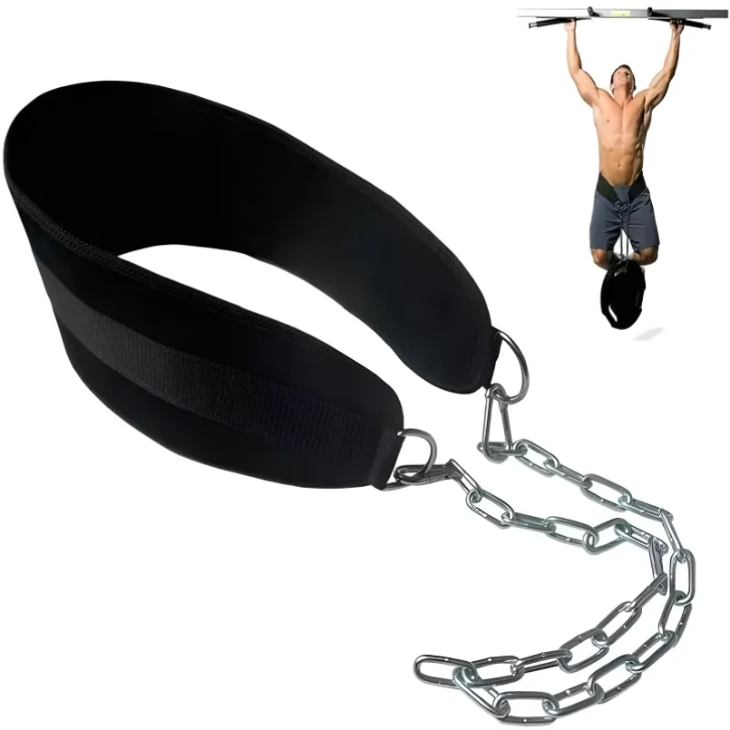 

New Style Weight Lifting Back Gym With Chain For Fitness Bodybuilding Pull Up Strength Training Load Waist Strap Thicken